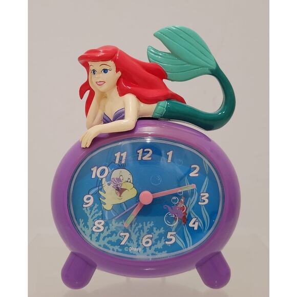 Vintage Disney The Little Mermaid Clock With Snooze Alarm Ariel Flounder Tested - Picture 4 of 15